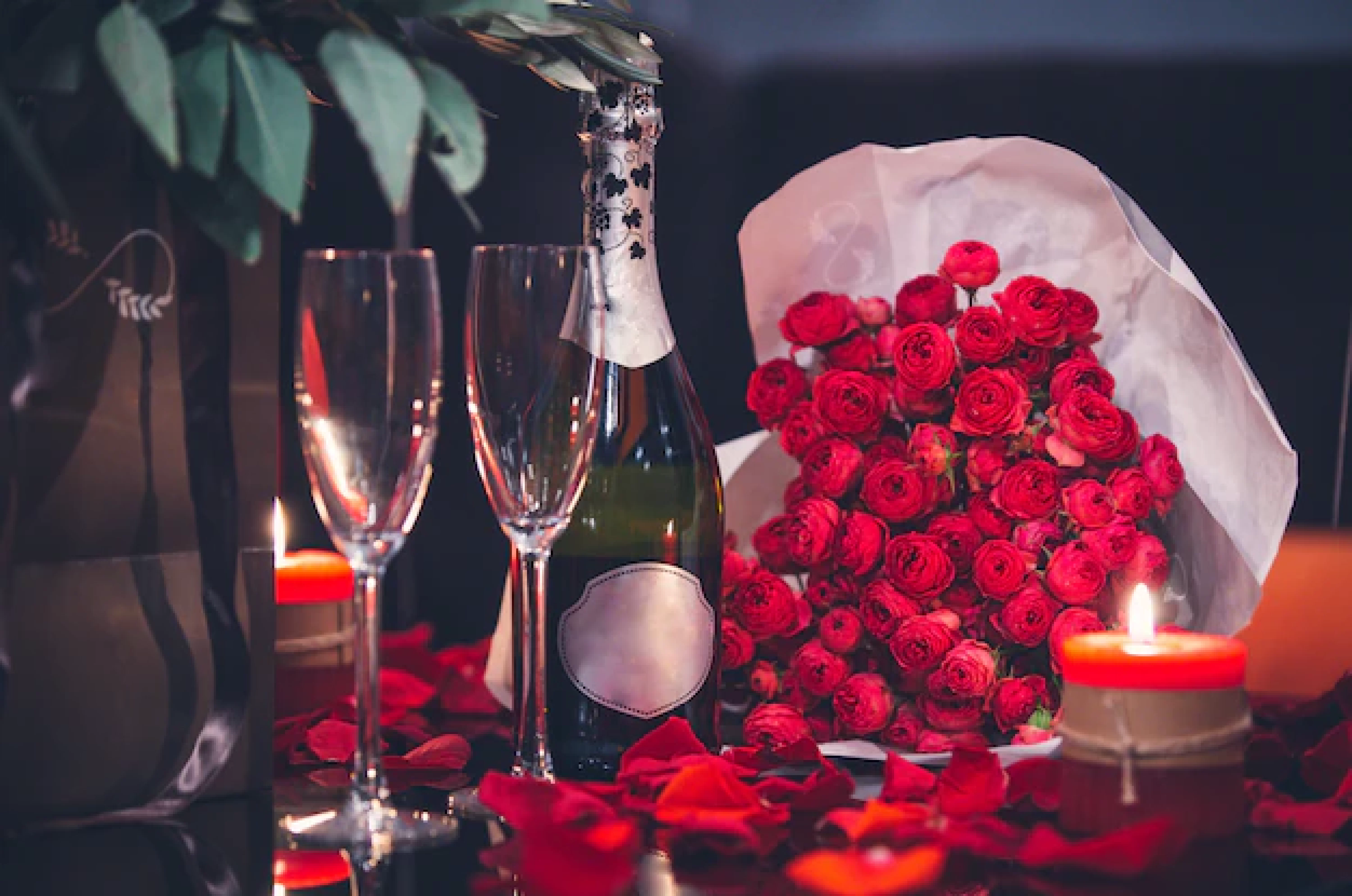 romantic dinner rose