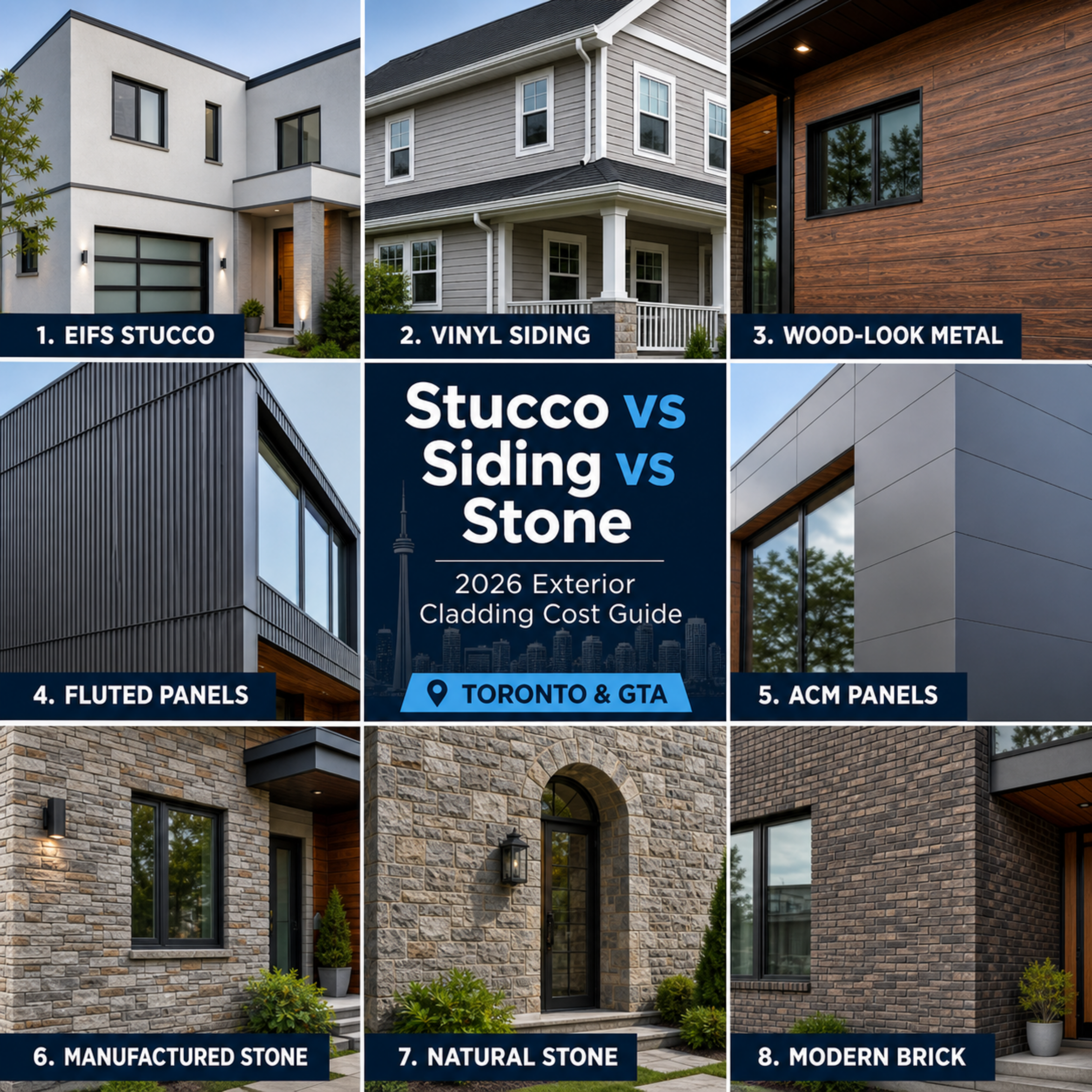 Exterior cladding is not one-size-fits-all.

Stucco, siding, stone veneer, ACM panels, fluted panels, metal siding, brick, and natural stone all have different material costs, installation methods, and labour requirements.

For contractors, architects, builders, and homeowners watching the market in 2026:

What do you consider a realistic starting price per square foot for proper exterior cladding installation in your area?

Share your cladding type, city, and current price range below.

This could be a helpful thread for anyone planning exterior upgrades this year.