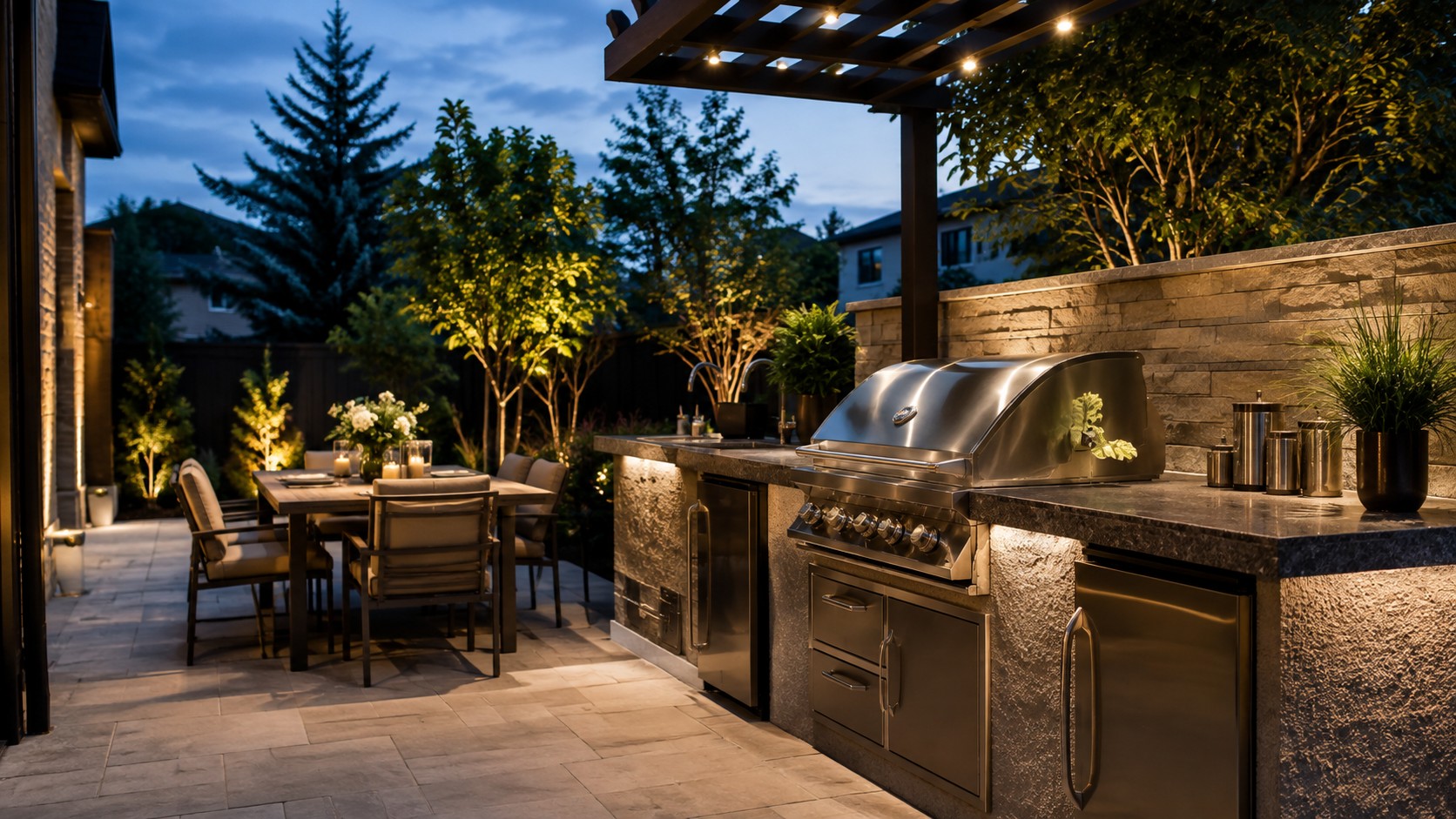 Muskoka outdoor kitchen and entertaining area